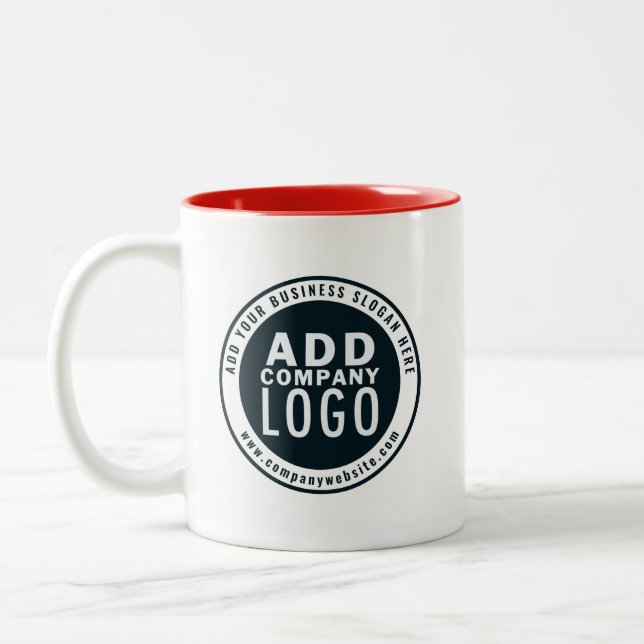 Add Business Logo Custom Company Website Address Two-Tone Coffee Mug (Left)