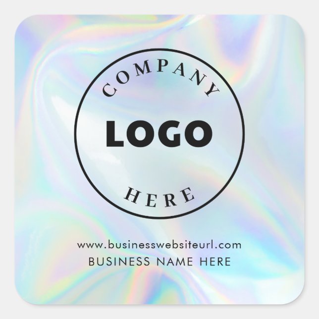 Add Business Logo Holographic Company Custom Square Sticker (Front)