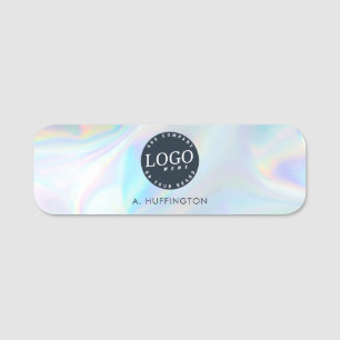 Add Business Logo Holographic Company Employees Name Tag