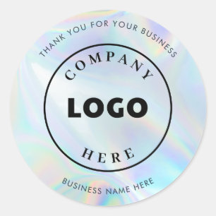 Add Business Logo Holographic Custom Company Classic Round Sticker