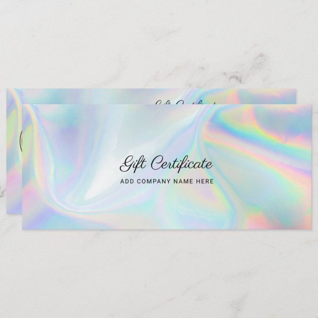 Add Business Logo Holographic DIY Gift Certificate (Front/Back)