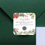 Add Business Logo Merry Christmas Botanical Square Sticker<br><div class="desc">Add Business Logo Merry Christmas Botanical Square Sticker that you can easily customise by clicking the "Personalise" button</div>