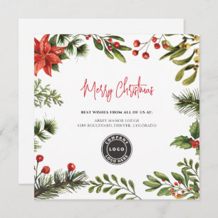 Add Business Logo Merry Christmas Holidays Card