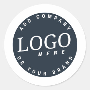 Add Business Logo Minimal Brand Classic Round Sticker