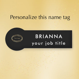 Add Business Logo Modern Black Bold Professional Name Tag