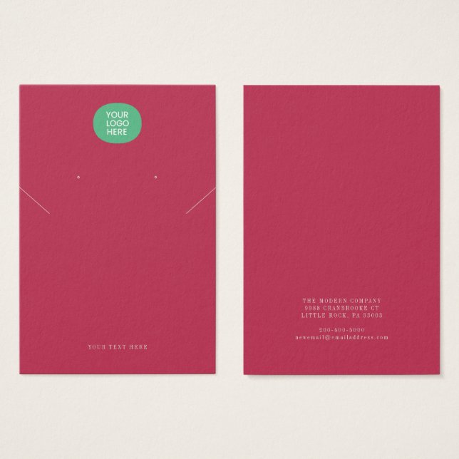 Add Business Logo Necklace Earring Display Card (Front & Back)