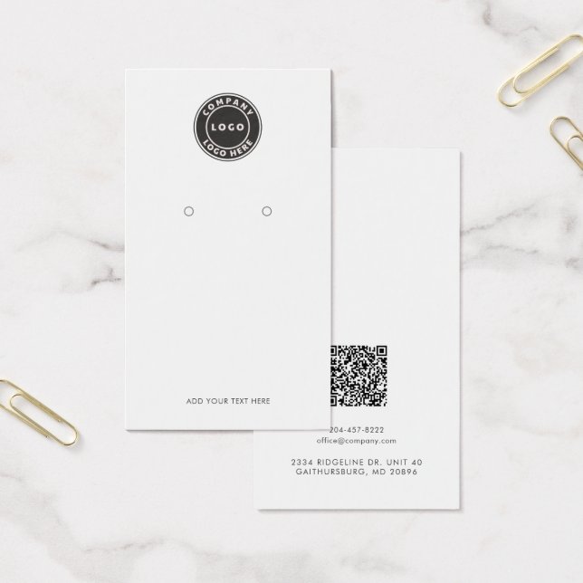 Add Business Logo QR Code Earring Display Card (Office)