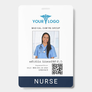 Add Business Logo QR Code Nurse Photo ID Badge