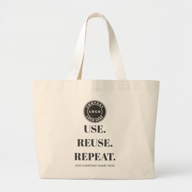 Add Business Logo Slogan and Company Name Large Tote Bag (Front)