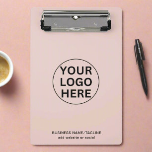 Add Business Logo & Text l Blush Pink Professional Mini Clipboard