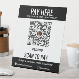 Add Business QR Code Venmo Pay Here Pedestal Sign