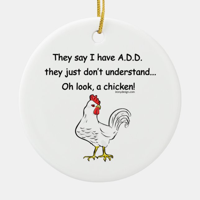 ADD Chicken Humour Ceramic Tree Decoration (Front)