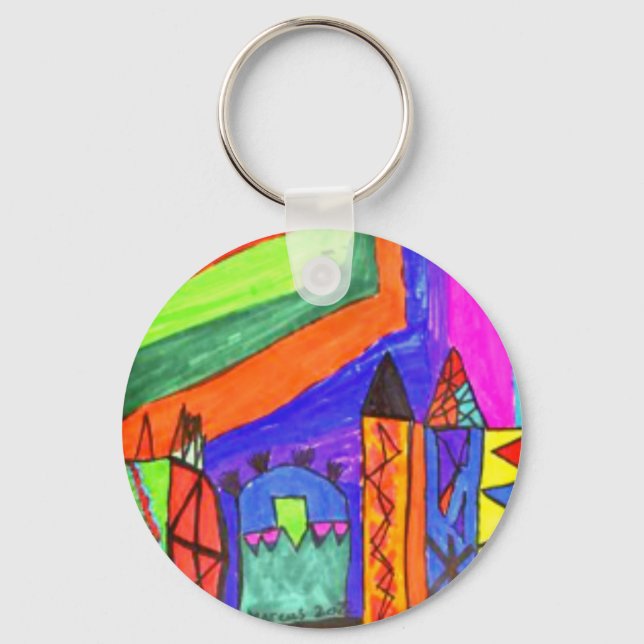 Add Childs Artwork Design Your Own Key Ring (Front)