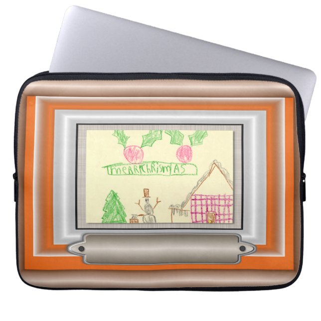 Add Child's Drawing with Custom Colour Frame Laptop Sleeve (Front)