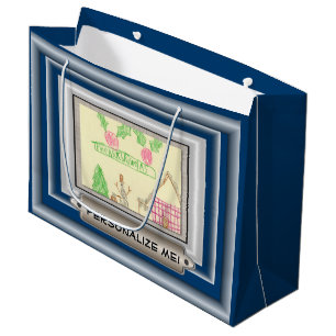 Add Child's Drawing with Custom Colour Frame Large Gift Bag