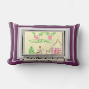 Add Child's Drawing with Custom Colour Frame Lumbar Cushion