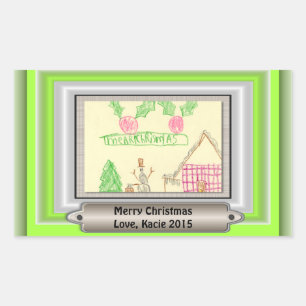 Add Child's Drawing with Custom Colour Frame Rectangular Sticker