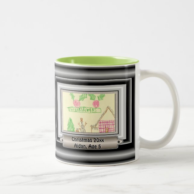 Add Child's Drawing with Custom Colour Frame Two-Tone Coffee Mug (Right)