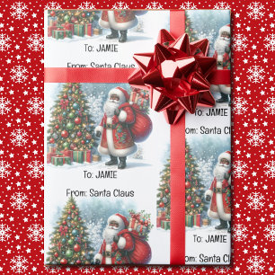 Add Child's Name Christmas From Santa Wrapping Paper