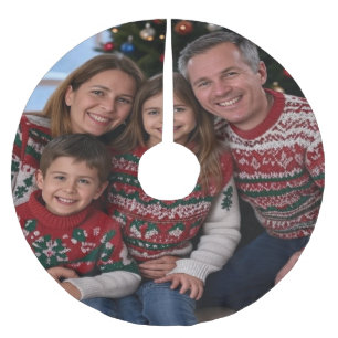 Add Christmas Family Photo Customise Brushed Polyester Tree Skirt