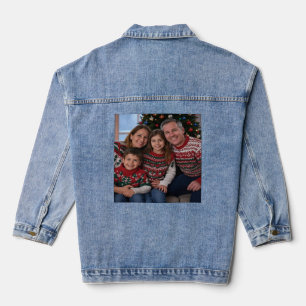 Add Christmas Family Photo Customise Denim Jacket