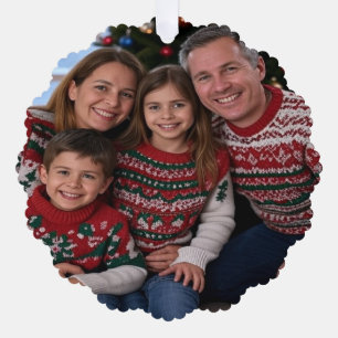 Add Christmas Family Photo Customize Tree Decoration Card