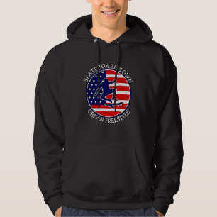 Add City Town Text Name Skateboard USA Flag        Hoodie