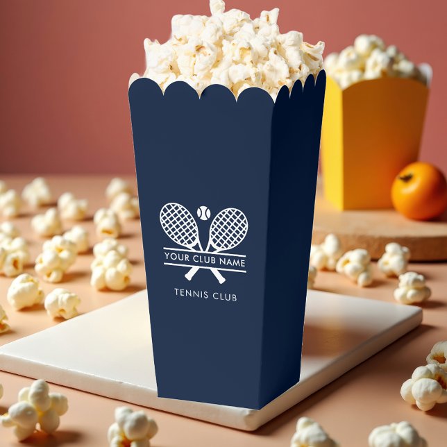 Add Club Name Lawn Tennis Team Navy Blue Custom Favour Box (Add Club Name Lawn Tennis Team Navy Blue Custom Favor Boxes)