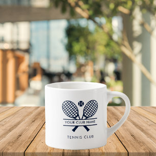 Add Club Name Navy Blue Logo Tennis Team Custom Espresso Cup