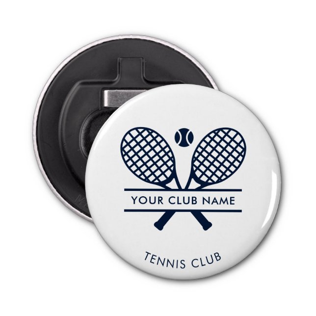 Add Club Name Tennis Rackets Motif Member Keepsake Bottle Opener (Front)
