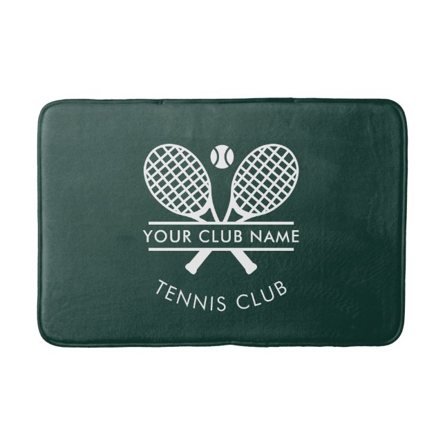 Add Club Name Tennis Team Rackets Motif Custom Bath Mat (Front)