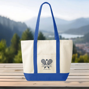 Add Club Name Tennis Team Swag Navy Blue Tote Bag