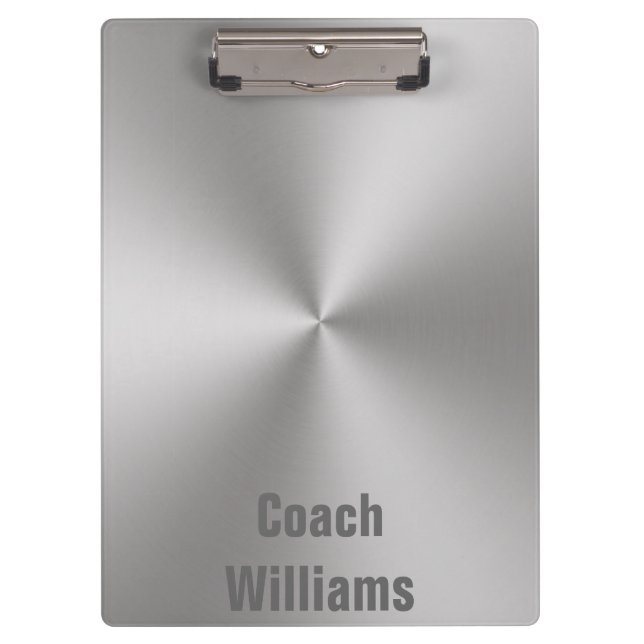 Add Coach's Name Brushed Metal Look Clipboard (Front)