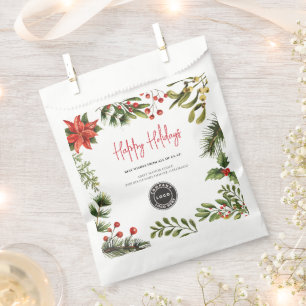 Add Company Logo Christmas Holidays Berries Favour Bag