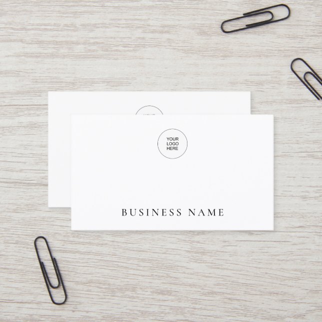 Add Company Logo Here Template Modern Minimalist Business Card (Front/Back In Situ)