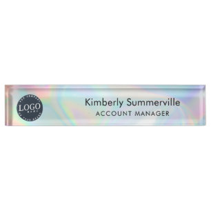 Add Company Logo Holographic Business Employee Nameplate