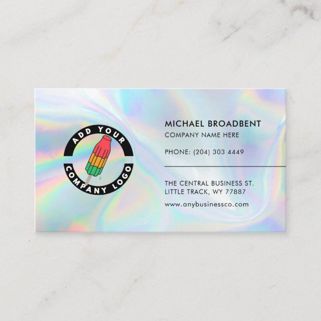Add Company Logo Holographic Professional Classic Business Card (Front)