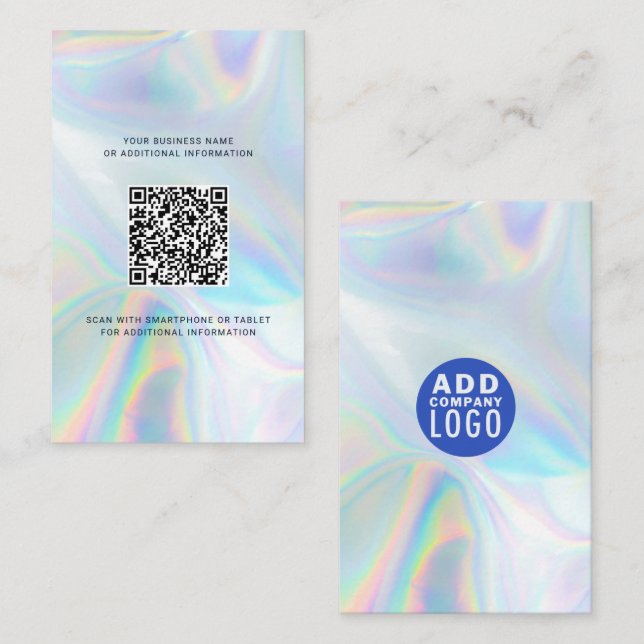 Add Company Logo QR Code Holographic Business Card (Front/Back)