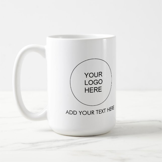 Add Company Logo Text Modern Elegant Coffee Mug (Left)