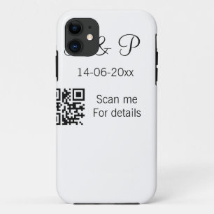 Add couple name date year Q R code here wedding te iPhone 11 Case
