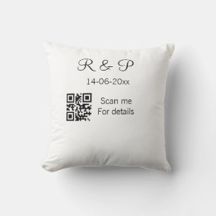 Add couple name date year Q R code here wedding te Cushion