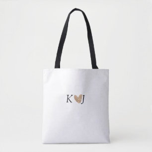 Add couple name letter wedding gold heart glitter tote bag