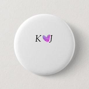 Add couple name letter wedding pink heart glitter 6 cm round badge