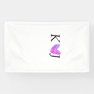 Add couple name letter wedding pink heart glitter banner