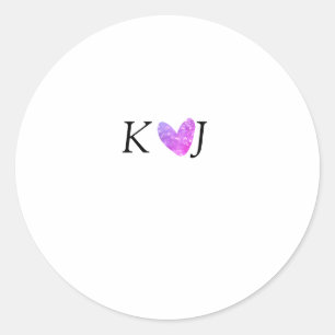 Add couple name letter wedding pink heart glitter classic round sticker