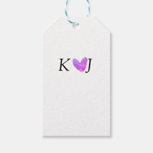 Add couple name letter wedding pink heart glitter  gift tags