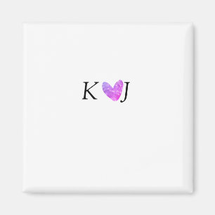 Add couple name letter wedding pink heart glitter magnet