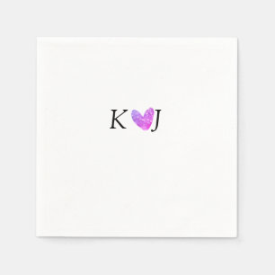 Add couple name letter wedding pink heart glitter napkin
