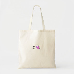Add couple name letter wedding pink heart glitter tote bag
