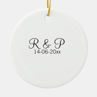 Add couple name monogram add date year wedding rom ceramic ornament